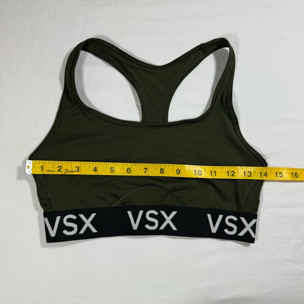 Victoria's Secret VSX Sport Racerback Sports Bra Olive Green Logo Band Medium - Picture 5 of 8